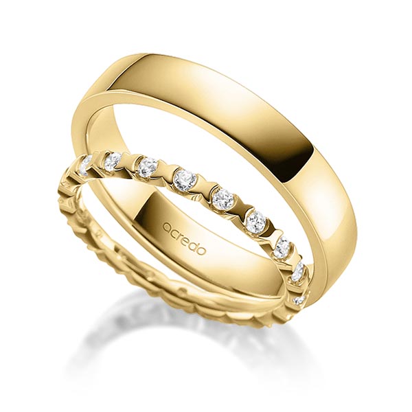 Set in Gelbgold 585 vollausgefasst mit zus. 0,4 ct. Brillant tw, vs von acredo - A-1882-5