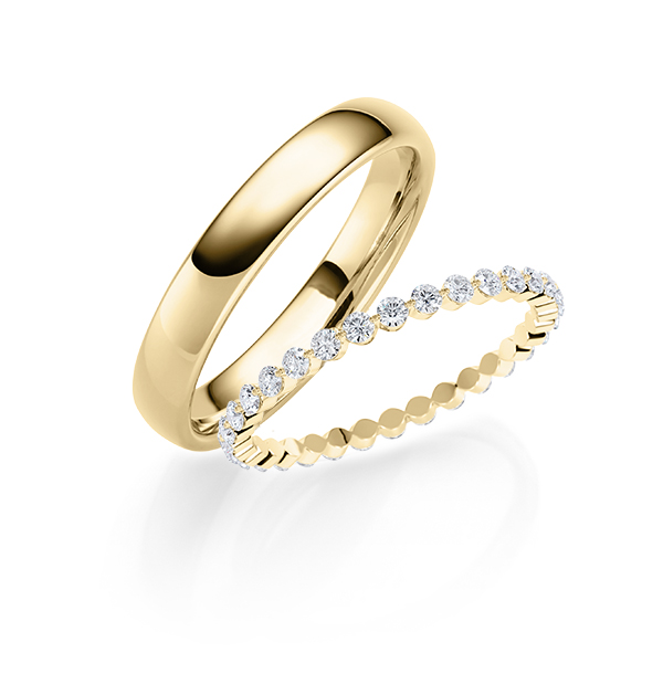 Set in Gelbgold 585 vollausgefasst mit zus. 0,52 ct. Brillant tw, si von Steinberg - Q-1784-2 Set in Gelbgold 585 vollausgefasst mit zus. 0,52 ct. Brillant tw, si von Steinberg - Q-1784-2