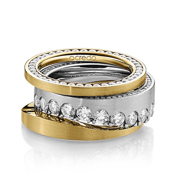 Set in Gelbgold 585 vollausgefasst mit zus. 1,955 ct. Brillant tw, si von acredo