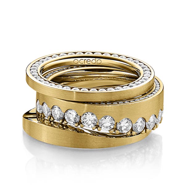 Set in Gelbgold 585 vollausgefasst mit zus. 1,955 ct. Brillant tw, si von acredo