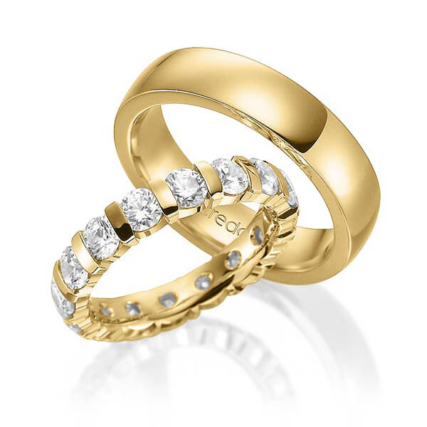 Set in Gelbgold 585 vollausgefasst mit zus. 3,2 ct. Brillant tw, vs von acredo - A-1588-2 Set in Gelbgold 585 vollausgefasst mit zus. 3,2 ct. Brillant tw, vs von acredo - A-1588-2