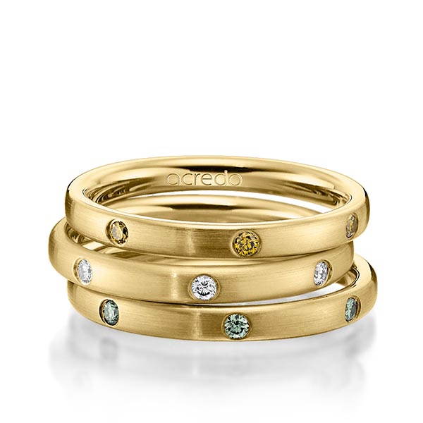Set in Gelbgold 750 mit zus. 0,42 ct. Brillant gelb tw, si Apple Green von acredo - A-1450-20 Set in Gelbgold 750 mit zus. 0,42 ct. Brillant gelb tw, si Apple Green von acredo - A-1450-20