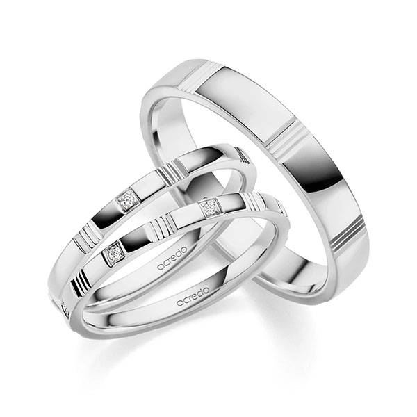 Set in Graugold 585 mit zus. 0,056 ct. Brillant tw, vs tw, si von acredo - S-1425-2 Set in Graugold 585 mit zus. 0,056 ct. Brillant tw, vs tw, si von acredo - S-1425-2