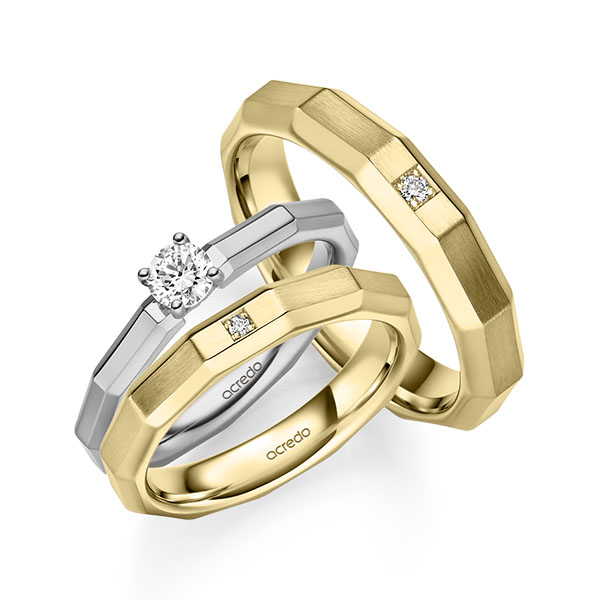 Set in Graugold 585 mit zus. 0,28 ct. Brillant tw, vs tw, si von acredo