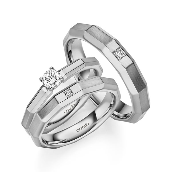 Set in Graugold 585 mit zus. 0,28 ct. Brillant tw, vs tw, si von acredo