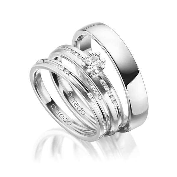 Set in Graugold 585 mit zus. 0,47 ct. Brillant & Prinzess-Diamant tw, si tw, vs von acredo - A-1429-6 Set in Graugold 585 mit zus. 0,47 ct. Brillant & Prinzess-Diamant tw, si tw, vs von acredo - A-1429-6