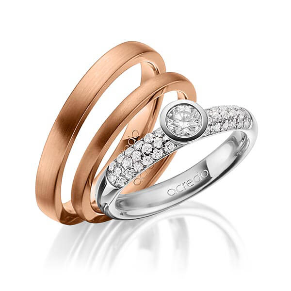 Set in Graugold 585 mit zus. 0,61 ct. Brillant tw, vs tw, si von acredo