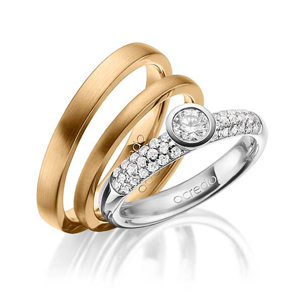 Set in Graugold 585 mit zus. 0,61 ct. Brillant tw, vs tw, si von acredo