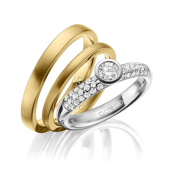 Set in Graugold 585 mit zus. 0,61 ct. Brillant tw, vs tw, si von acredo