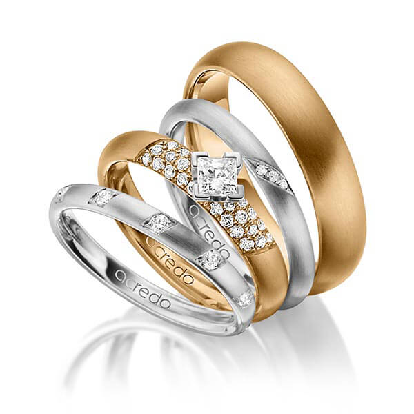 Set in Graugold 585 mit zus. 0,755 ct. Brillant & Prinzess-Diamant tw, si von acredo - A-1413-9