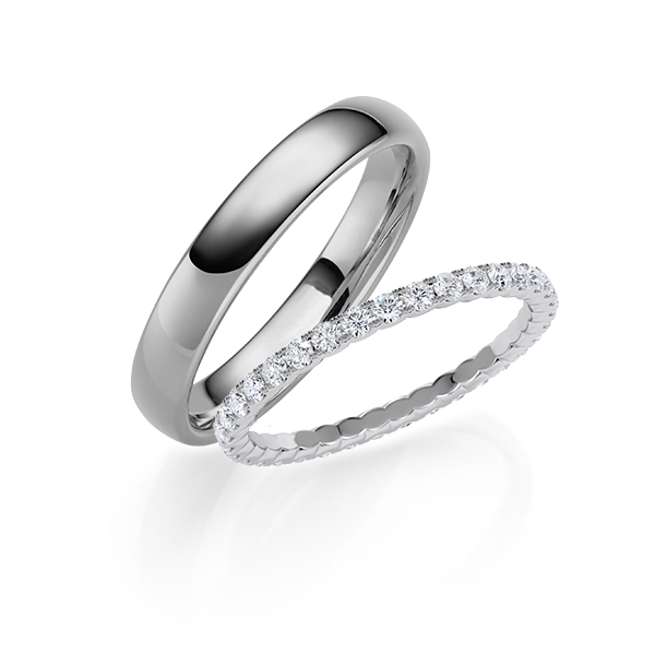 Set in Graugold 585 vollausgefasst mit zus. 0,68 ct. Brillant tw, si von Steinberg - Q-1786-5