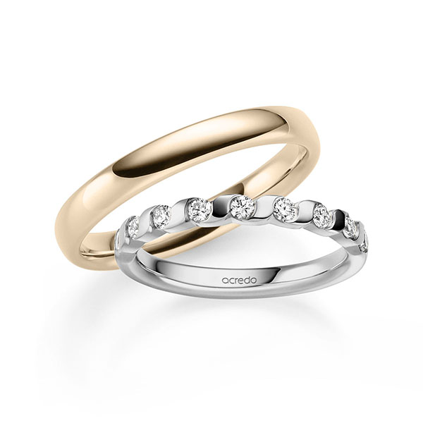 Set in grijsgoud 14 kt. half gezet met in totaal 0,36 ct. Briljant tw/si van acredo
