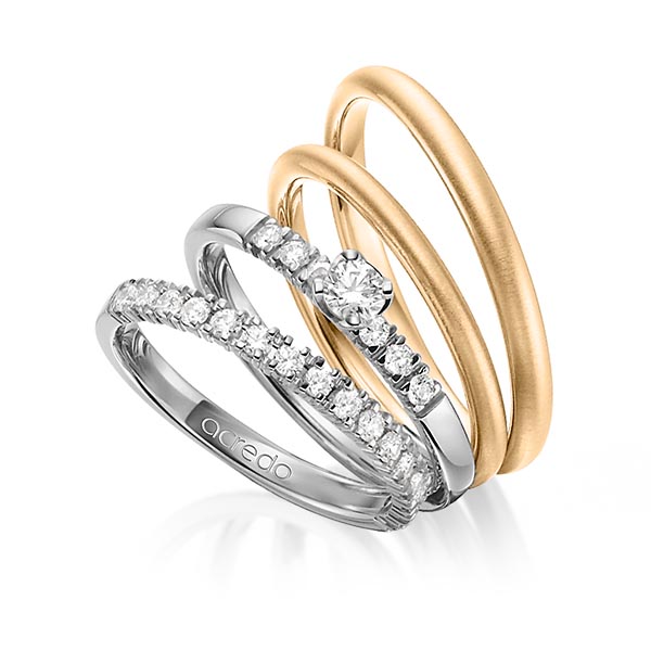 Set in grijsgoud 14 kt. half gezet met in totaal 0,59 ct. Briljant & Briljanten tw/si van acredo - A-1416-9 Set in grijsgoud 14 kt. half gezet met in totaal 0,59 ct. Briljant & Briljanten tw/si van acredo - A-1416-9