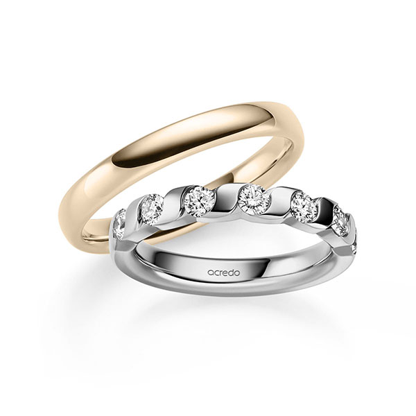 Set in grijsgoud 14 kt. half gezet met in totaal 0,7 ct. Briljant tw/si van acredo
