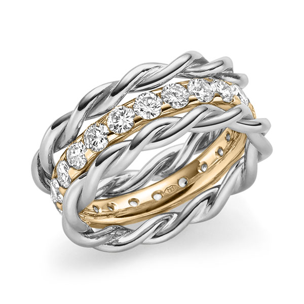 Set in grijsgoud 14 kt. met in totaal 1,98 ct. Briljant tw/si van Merii