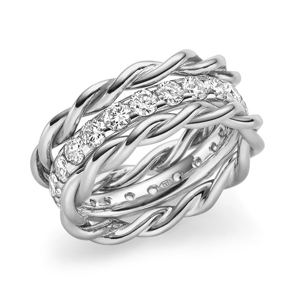 Set in grijsgoud 14 kt. met in totaal 1,98 ct. Briljant tw/si van Merii