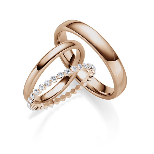 Set in Peach-Gold 585 vollausgefasst mit zus. 0,52 ct. Brillant tw, si von Steinberg - Q-1774-6