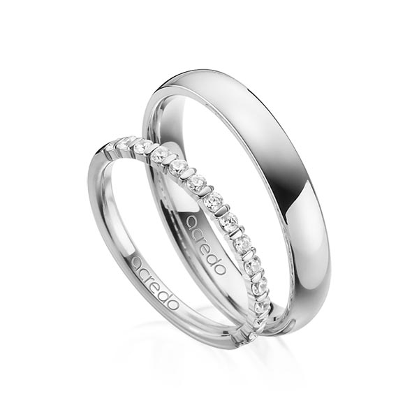 Set in platina 950 half gezet met in totaal 0,3 ct. Briljant tw,vs van acredo