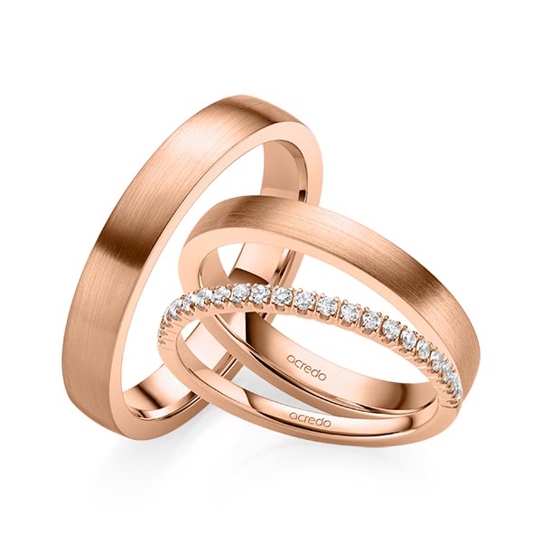 set in Red gold 14K (585/1000) half set with diamonds with in total 0,21 ct. brilliant tw,vs by acredo - A-2067-3 set in Red gold 14K (585/1000) half set with diamonds with in total 0,21 ct. brilliant tw,vs by acredo - A-2067-3