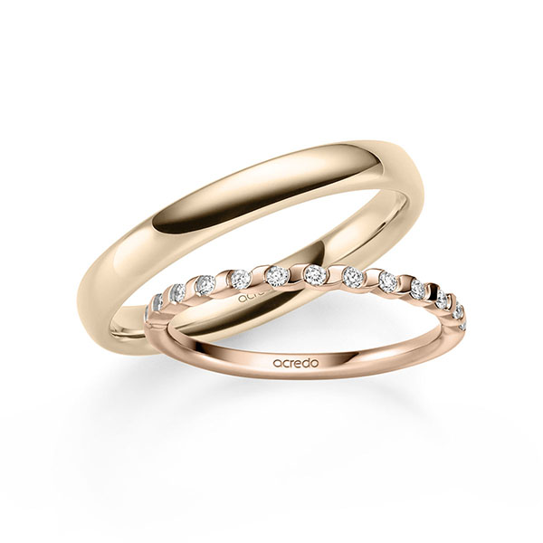 Set in roodgoud 14 kt. half gezet met in totaal 0,13 ct. Briljant tw/si van acredo