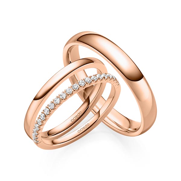 Set in roodgoud 14 kt. half gezet met in totaal 0,21 ct. Briljant tw,vs van acredo - A-2076-3 Set in roodgoud 14 kt. half gezet met in totaal 0,21 ct. Briljant tw,vs van acredo - A-2076-3