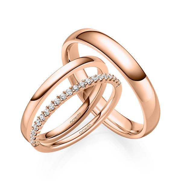 Set in roodgoud 14 kt. half gezet met in totaal 0,21 ct. Briljant tw/si van acredo