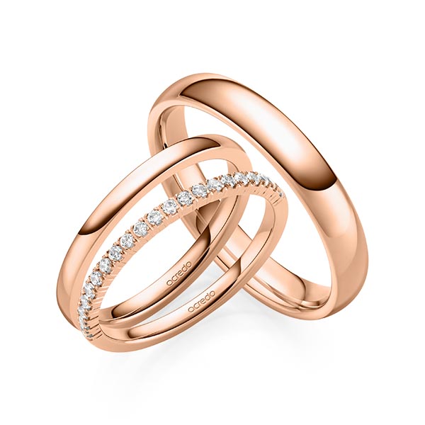 Set in roodgoud 14 kt. half gezet met in totaal 0,22 ct. Briljant tw,vs van acredo - A-2075-3 Set in roodgoud 14 kt. half gezet met in totaal 0,22 ct. Briljant tw,vs van acredo - A-2075-3