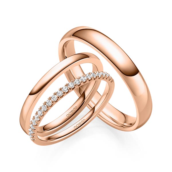 Set in roodgoud 14 kt. half gezet met in totaal 0,22 ct. Briljant tw/si van acredo