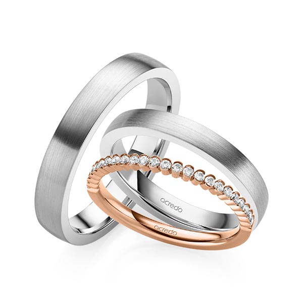 Set in roodgoud 14 kt. half gezet met in totaal 0,24 ct. Briljant tw/si van acredo - A-2070-3 Set in roodgoud 14 kt. half gezet met in totaal 0,24 ct. Briljant tw/si van acredo - A-2070-3