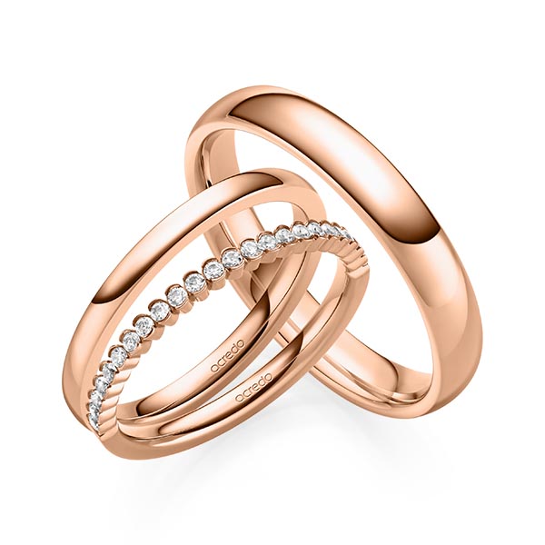 Set in roodgoud 14 kt. half gezet met in totaal 0,24 ct. Briljant tw/si van acredo