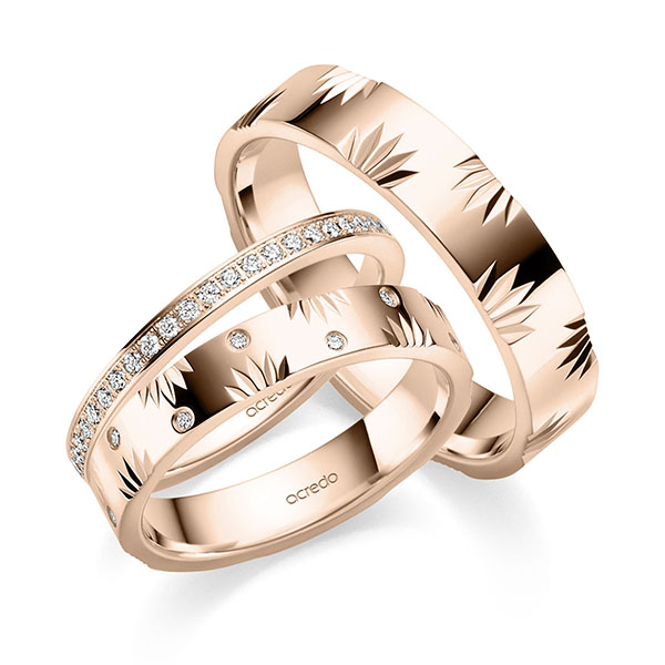 Set in roodgoud 14 kt. half gezet met in totaal 0,268 ct. Briljant tw/si tw,vs van acredo
