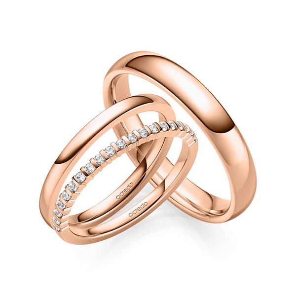 Set in roodgoud 14 kt. half gezet met in totaal 0,2 ct. Briljant tw,vs van acredo - A-2074-3 Set in roodgoud 14 kt. half gezet met in totaal 0,2 ct. Briljant tw,vs van acredo - A-2074-3