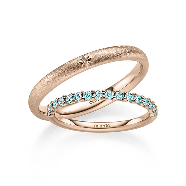 Set in roodgoud 14 kt. half gezet met in totaal 0,32 ct. Briljant iceblue van acredo