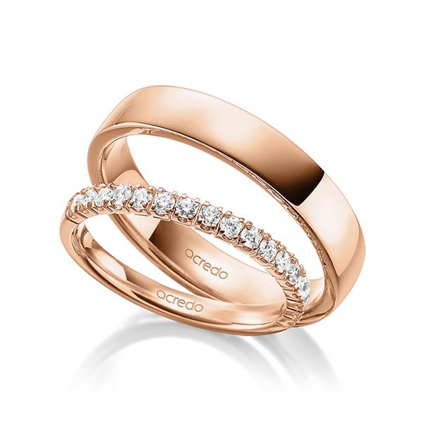 Set in roodgoud 14 kt. half gezet met in totaal 0,32 ct. Briljant tw,vs van acredo