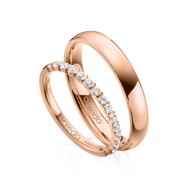 Set in roodgoud 14 kt. half gezet met in totaal 0,39 ct. Briljant tw,vs van acredo - A-1365-9 Set in roodgoud 14 kt. half gezet met in totaal 0,39 ct. Briljant tw,vs van acredo - A-1365-9