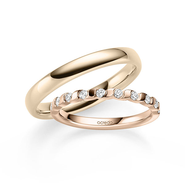 Set in roodgoud 14 kt. half gezet met in totaal 0,3 ct. Briljant tw/si van acredo