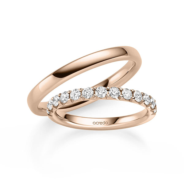 Set in roodgoud 14 kt. half gezet met in totaal 0,65 ct. Briljant tw/si van acredo