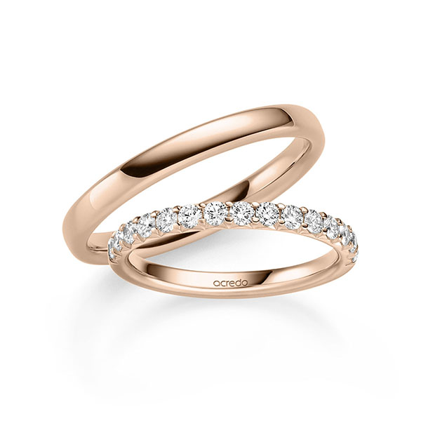 Set in roodgoud 14 kt. half gezet met in totaal 0,6 ct. Briljant tw/si van acredo