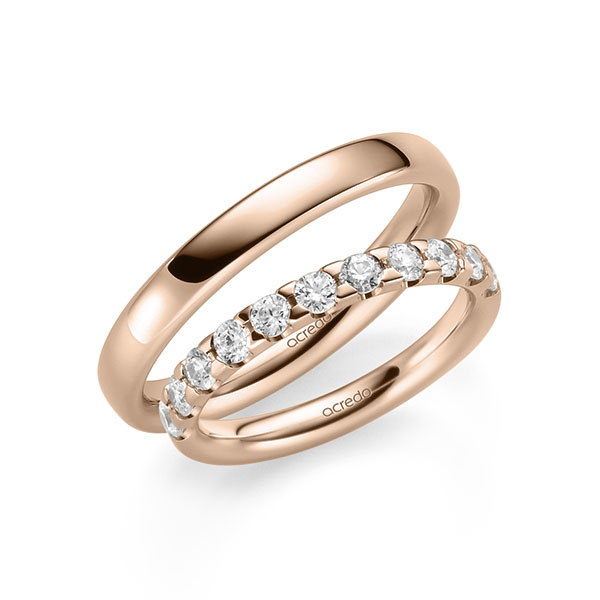 Set in roodgoud 14 kt. half gezet met in totaal 0,77 ct. Briljant tw/si van acredo - A-2113-3 Set in roodgoud 14 kt. half gezet met in totaal 0,77 ct. Briljant tw/si van acredo - A-2113-3