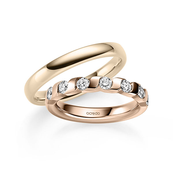 Set in roodgoud 14 kt. half gezet met in totaal 0,7 ct. Briljant tw/si van acredo