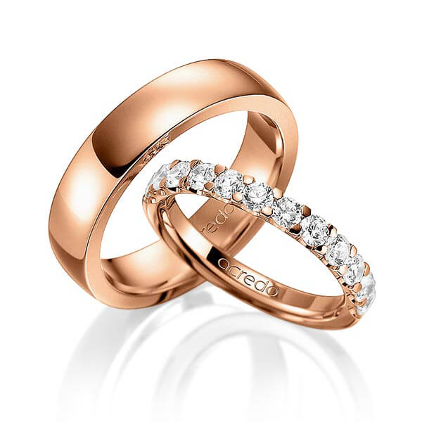 Set in roodgoud 14 kt. half gezet met in totaal 1,08 ct. Briljant tw,vs van acredo - A-1576-4 Set in roodgoud 14 kt. half gezet met in totaal 1,08 ct. Briljant tw,vs van acredo - A-1576-4
