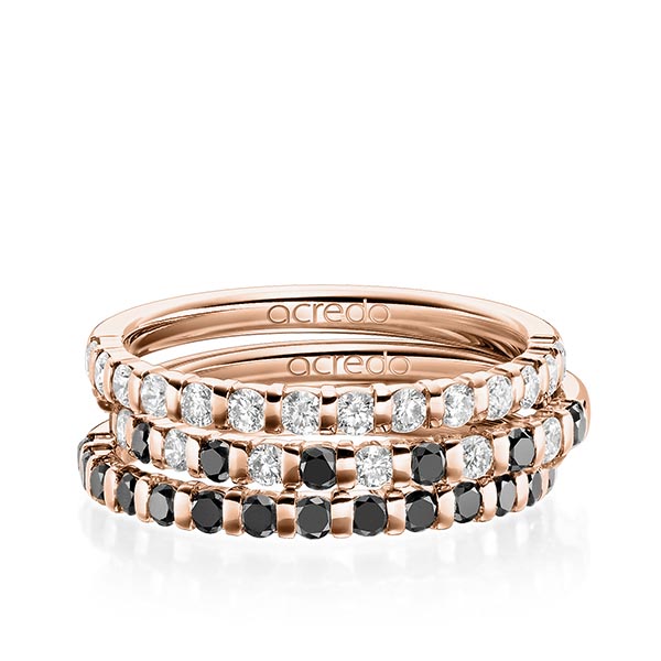 Set in roodgoud 14 kt. half gezet met in totaal 1,2 ct. Briljant tw,vs tw/si Zwart van acredo - A-1983-3 Set in roodgoud 14 kt. half gezet met in totaal 1,2 ct. Briljant tw,vs tw/si Zwart van acredo - A-1983-3