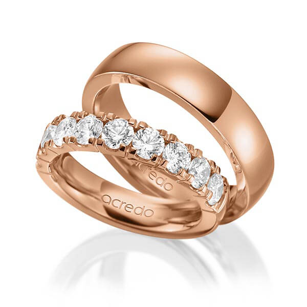 Set in roodgoud 14 kt. half gezet met in totaal 1,35 ct. Briljant tw,vs van acredo - A-1583-4 Set in roodgoud 14 kt. half gezet met in totaal 1,35 ct. Briljant tw,vs van acredo - A-1583-4