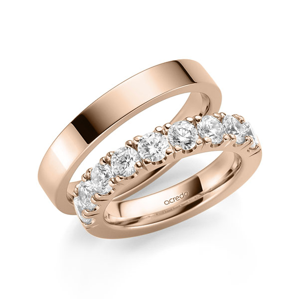 Set in roodgoud 14 kt. half gezet met in totaal 1,8 ct. Briljant tw/si van acredo