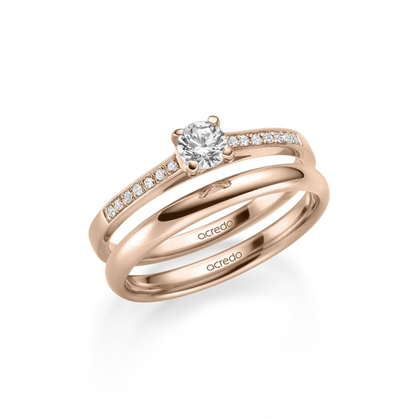 Set in roodgoud 14 kt. met 0,3 ct. + in totaal 0,07 ct. Briljant tw/si van acredo