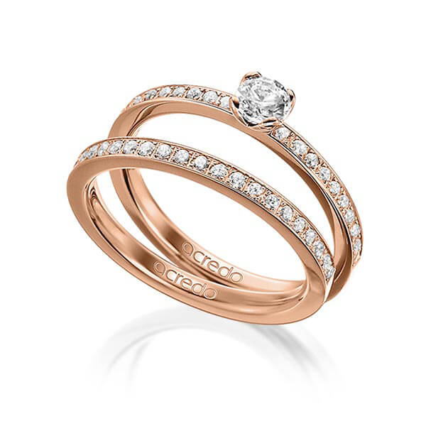 Set in roodgoud 14 kt. met 0,3 ct. + in totaal 0,42 ct. Briljanten & Briljant tw/si van acredo - A-1600-4