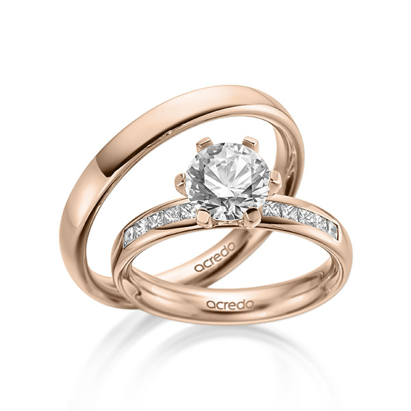 Set in roodgoud 14 kt. met 1,5 ct. + in totaal 0,3 ct. Briljant tw,vs tw/si van acredo