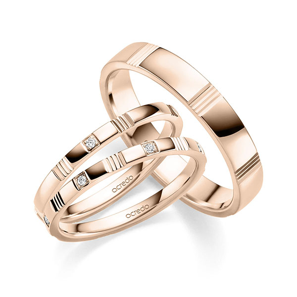 Set in roodgoud 14 kt. met in totaal 0,056 ct. Briljant tw,vs tw/si van acredo