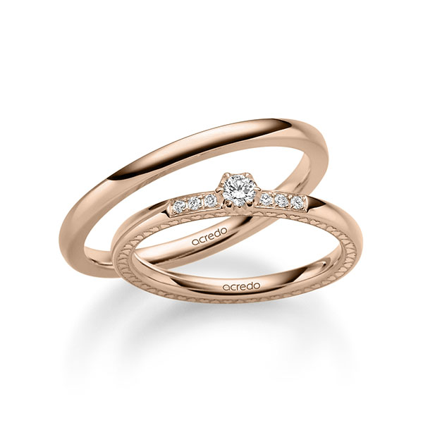 Set in roodgoud 14 kt. met in totaal 0,148 ct. Briljanten tw/si van acredo