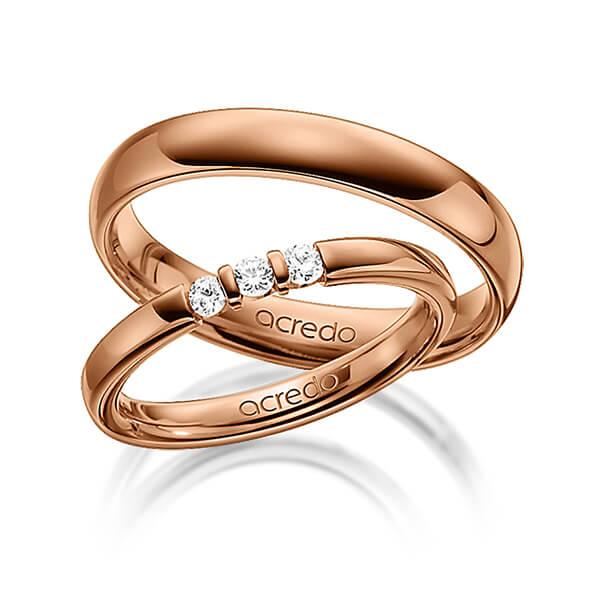 Set in roodgoud 14 kt. met in totaal 0,15 ct. Briljant tw,vs van acredo - A-1308-5